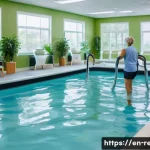 퇴행성 관절염 재활센터 추천 - A bright, modern rehabilitation center therapy room with a diverse group of middle-aged adults engag...