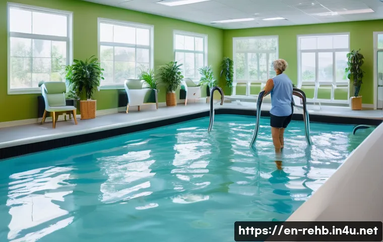 퇴행성 관절염 재활센터 추천 - A bright, modern rehabilitation center therapy room with a diverse group of middle-aged adults engag...